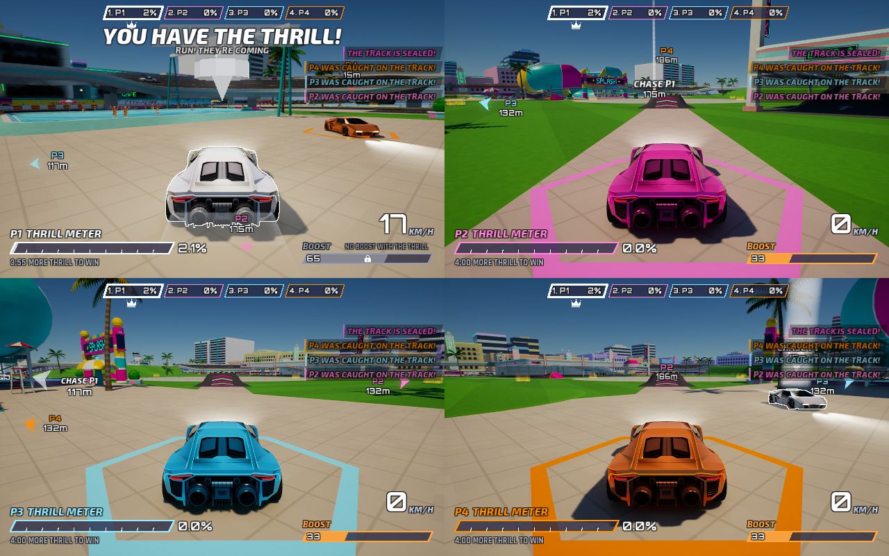 Four-player split screen in CITY-SCAPE