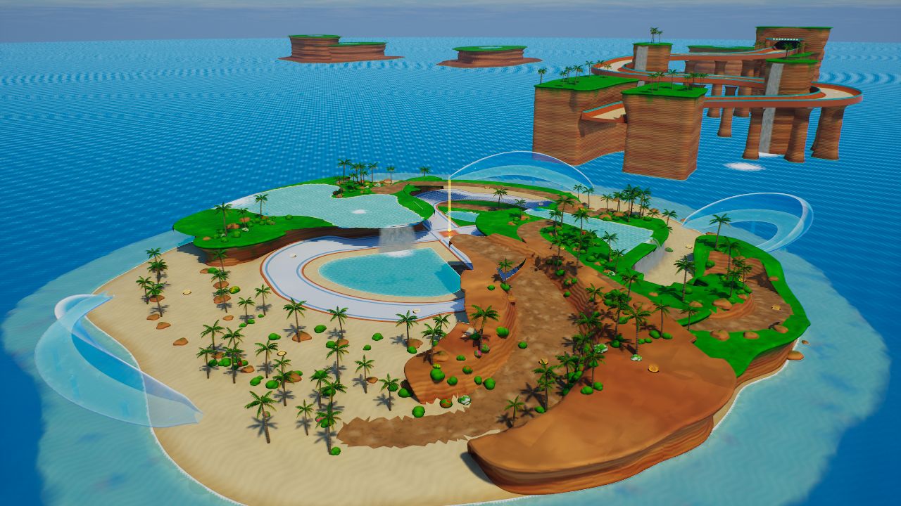 CORAL-COVE: a tropical island with beaches and cliffs